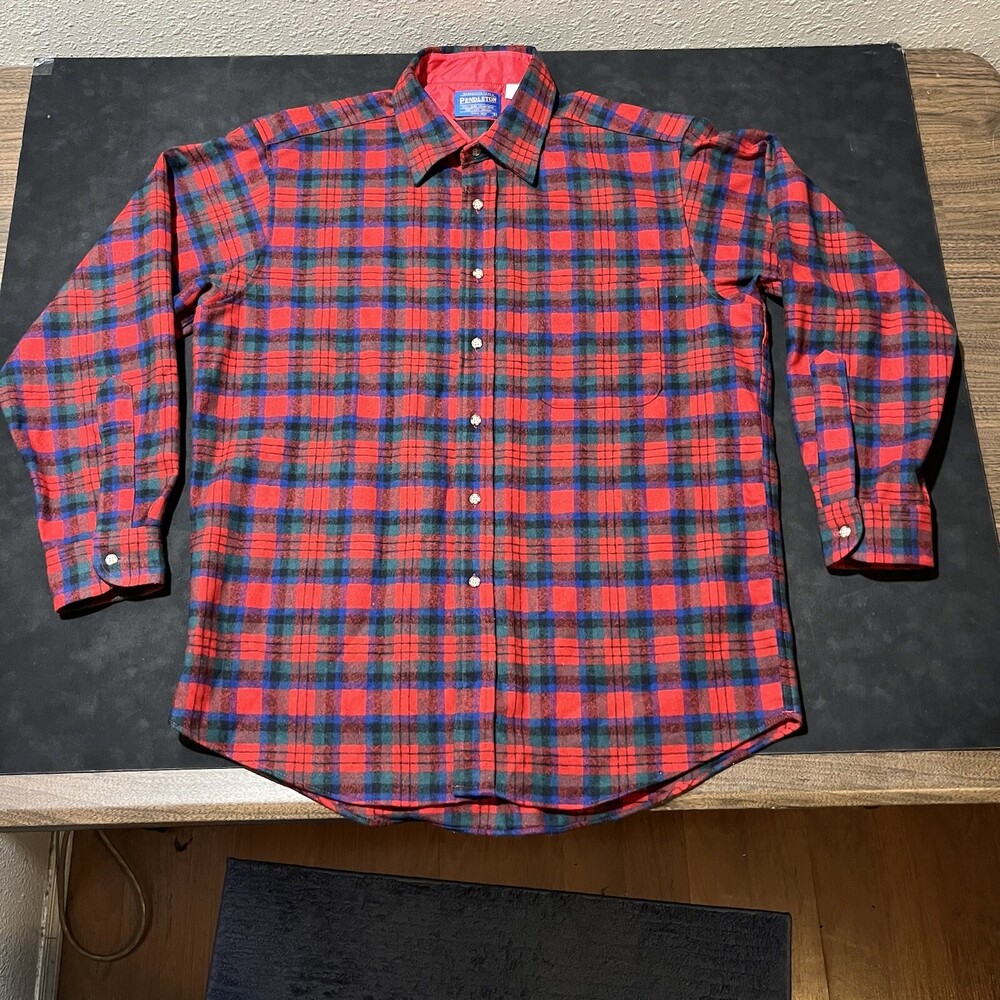Vintage Pendleton Wool Board Shirt Jacket 1980s Shadow Plaid Lumberjack Flannel